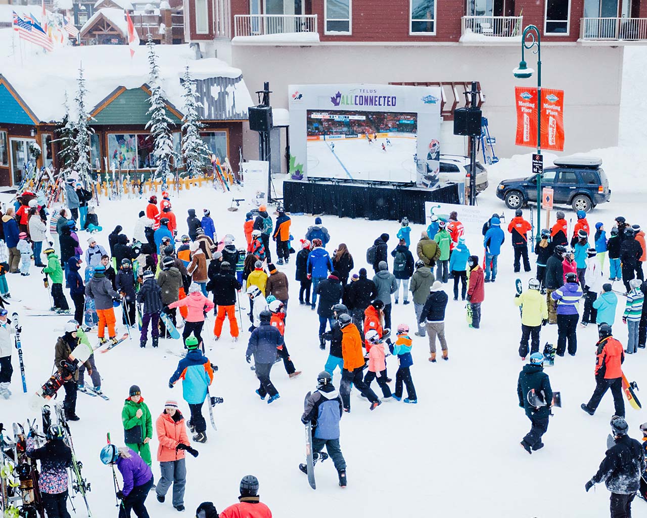 Big outdoor LED screen at Big White Ski Resort